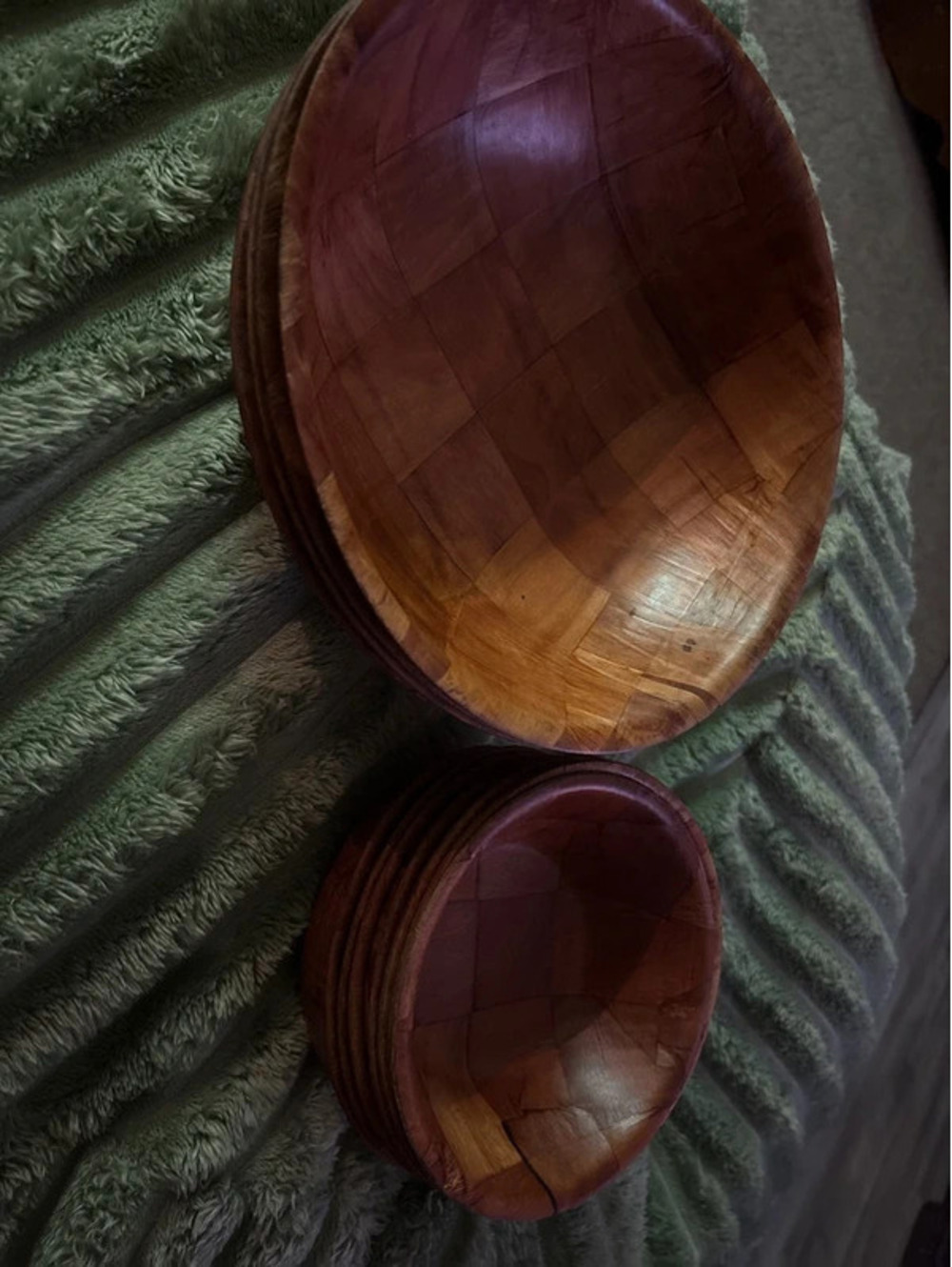 1960s  vintage 11pc woven wood bowls *mint & classy*